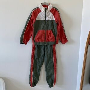 H&M Windproof Tracksuit in Khaki Green Color Block